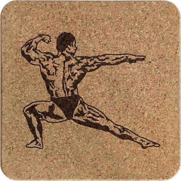 'Body Builder ' Square Cork Trivet/Pot Stand (TR00025627)