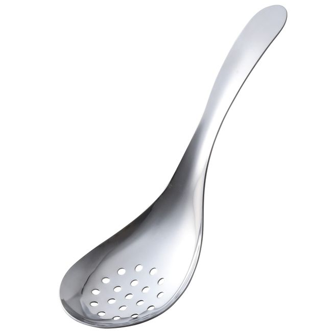 Ernest A-77697 Perforated Astragalus (Made in Japan), Easy to Hold (Wide Handle), 18-8 Stainless Steel, Soup Drainer, Oil Drainer, Major Restaurant Brand (Exquisite Sized Slotted Spoon), Silver