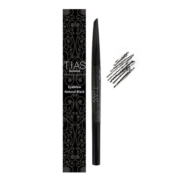 TIAS Homme Men's Eyebrow Pencil, Natural Black, Made in Japan, Eyebrow Brush, Men's Cosmetics, Eyebrows