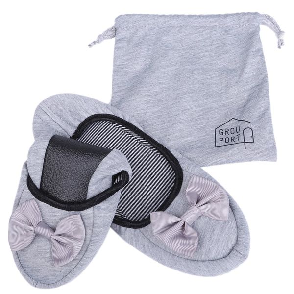 Grouport Women's Portable Slippers, Foldable, Portable Storage Bag Included, grey (grey marl), 23.0~25.0 cm D