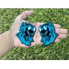 Red Eyes White Horn Angry Diablo Devil Street Devil Badge Light Blue/Black