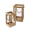 Large rustic farmhouse wooden chicken wire candle holder lantern set