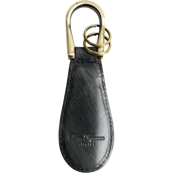 [Dom Teporna] Genuine Leather Shoe Horn Portable Mini Shoe Horn Key Chain Gradient Italian Leather with Key Ring for Business Golf, navy