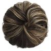 Yamel Messy Bun Scrunchie Human Hair Tousled Updo Hair Pieces Chignon Hairpiece Light Chestnut mix Medium Brown Wavy Curly Ponytail Extension Bun Hair Pieces for Women