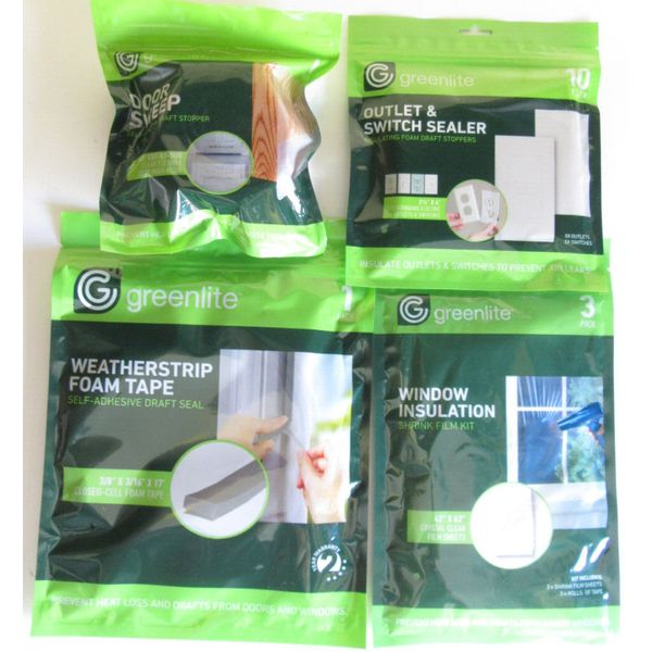 Greenlite Outlet Seal Weatherstrip Tape Door Sweep Window Shrink Film Insulation