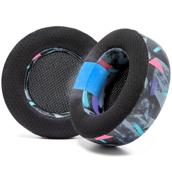 WC FreeZe Virtuoso - Hybrid Fabric Cooling Gel Replacement Earpads For Corsair Virtuoso Gaming Headset, Made by Wicked Cushions, Improved Durability, Thickness and Sound Isolation | 90s Black