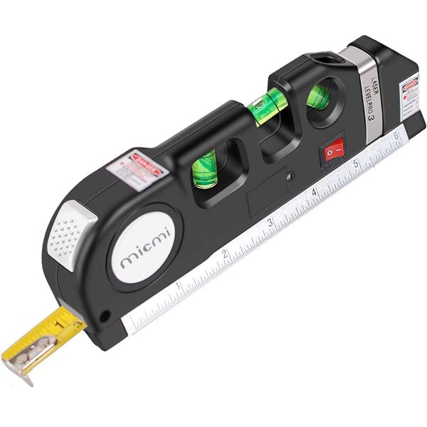 Laser level, Multipurpose Laser tape measure Line 8ft+ Tape Measure Ruler Adjusted Standard and Metric Rulers Update Batteries MICMI A80 (Laser level)