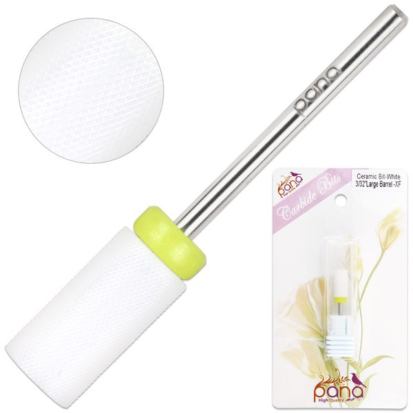 Professional Quality Ceramic White Large Barrel Bit Nail Drill Extra Fine Grit