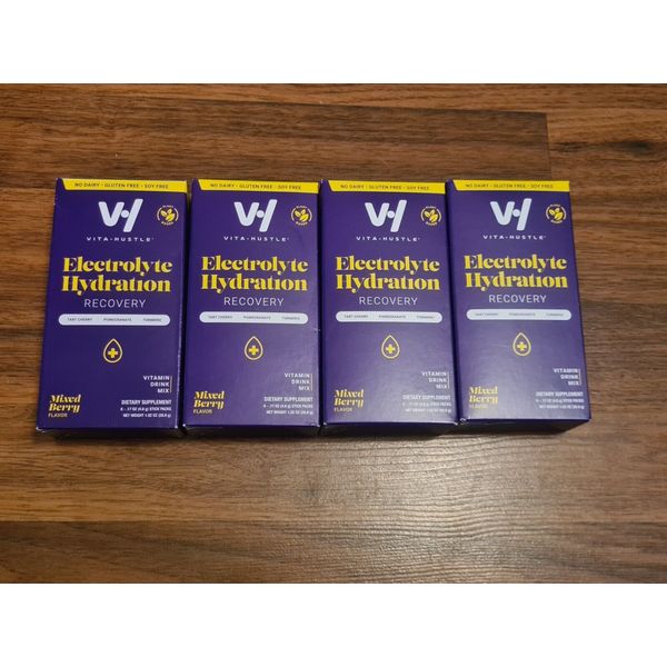 Vita Hustle-Electrolyte Hydration: Recovery, Mixed Berry Flavored- 4 Pack