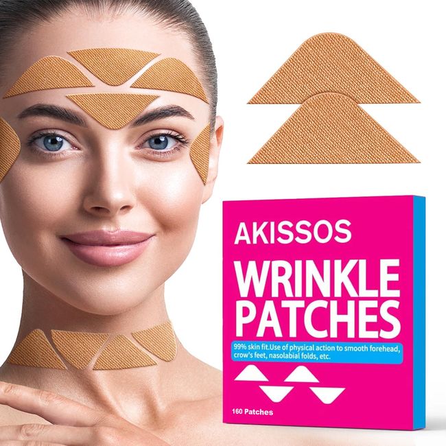 Akissos Zornesfalte Pflaster 160 PCS DIY Mehrzweck Einfach zu bedienen Dreieckige Baumwolle Face Lifting Tape für Volle Gesicht & Hals - Gesichtsfalten Patches