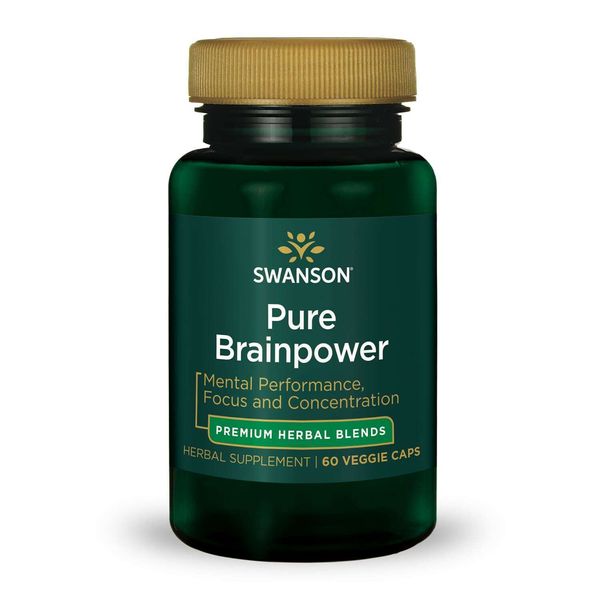 Swanson Pure Brainpower Herbal Blend Vegetable Capsules, 60 Count