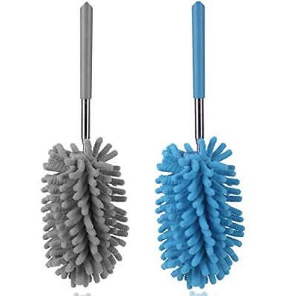 Microfiber Duster for Cleaning, Dusters with Telescoping Blue and Grey