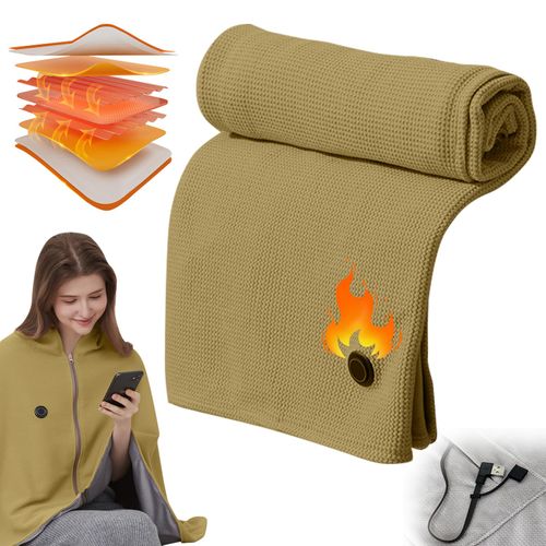 Portable Heated Shawl, 2025 Upgraded Portable Heated Shawl Wraps for Women, Heated Blanket USB Powered with 3 Heating Levels & 15s Fast Heating, 58"X 32" Portable Heating Blanket (Green)