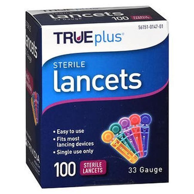 Trueplus Sterile Lancets 33 Gauge 100 Each  by Trueplus