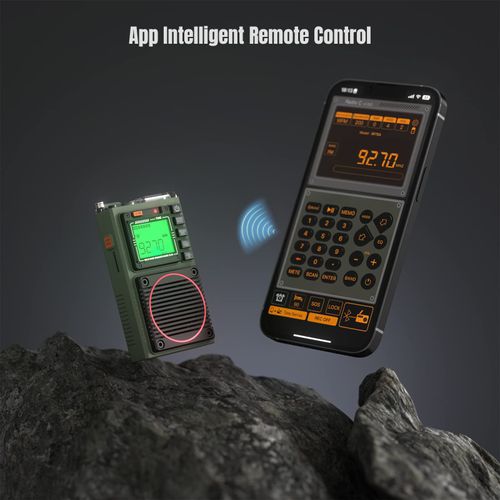 Raddy RF75A APP Control Shortwave Radio, Portable AM/FM/VHF/SW/WB Weather Radio, Pocket Radio Rechargeable w/ 9.85 Ft Wire Antenna