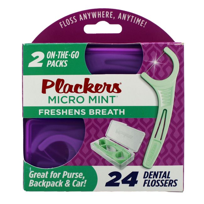 Plackers Micro Mint Freshens Breath 24 Units Dental Flossers (Pack of 3)