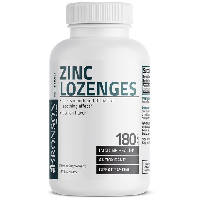 Bronson Zinc Lozenges Antioxidant & Immune Support - Lemon Flavored, 180