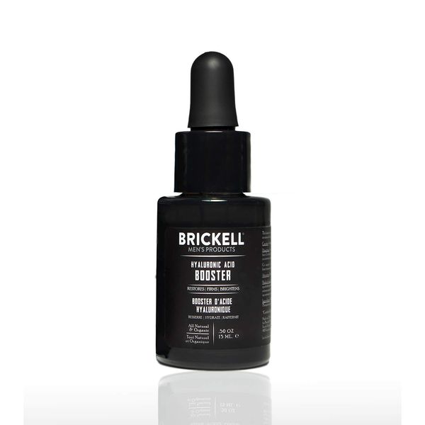 Brickell Men's Hyaluronic Acid Booster Serum for Men, Natural and Organic Hyaluronic Acid Booster for Face to Hydrate and Nourish Skin, Reduce Fine Lines and Wrinkles, Unscented .50 Ounce