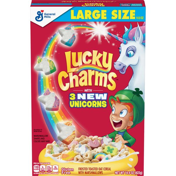 Lucky Charms, Gluten Free Cereal with Marshmallows, With Leprechaun Trap, Large Size, 14.9 OZ