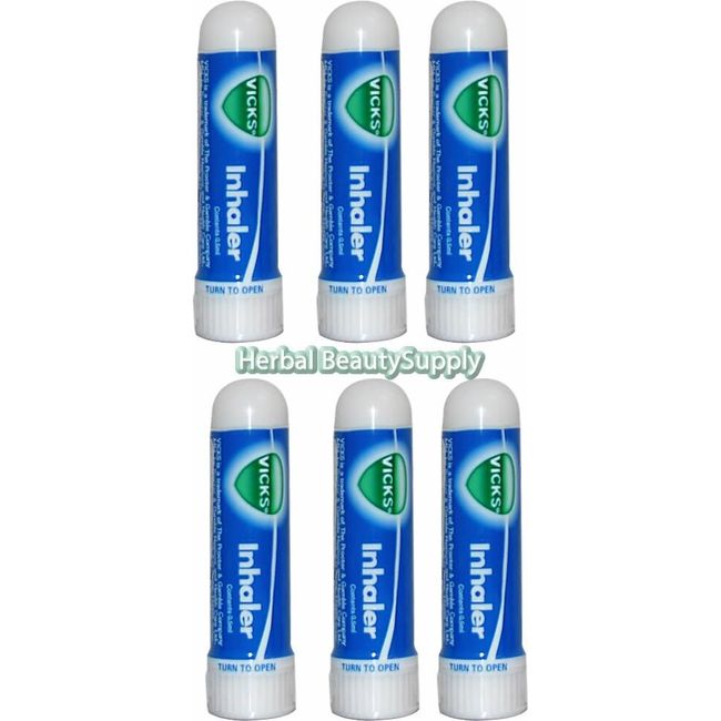 6 x .5ml Vicks Inhaler Allergy Cold Nasal Blocked Nose Relief Congestion USA