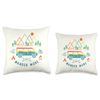 Camping Retro Camper Van Vintage Sunset Mountains RV Throw Pillow