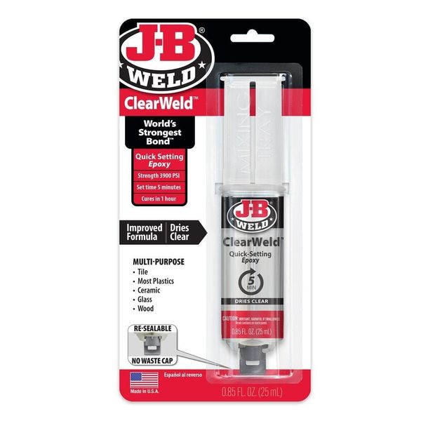 ClearWeld Quick-Set Epoxy Syringe - Fast and Strong Bonding Solution- 0.85 oz.