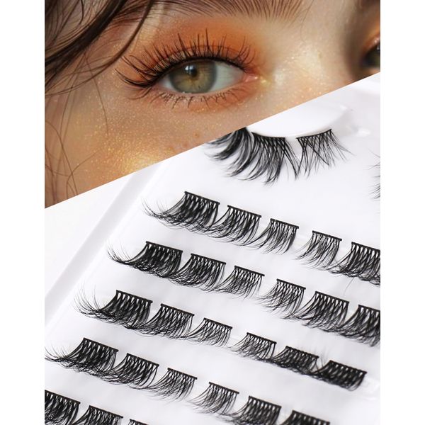 Onlyall Lash Clusters Pre-styled Natural Lashes Eyelash Extension Individual Lashes C Curl Eyelash Clusters Wispy Lash Clusters DIY Lash Extensions CN-10