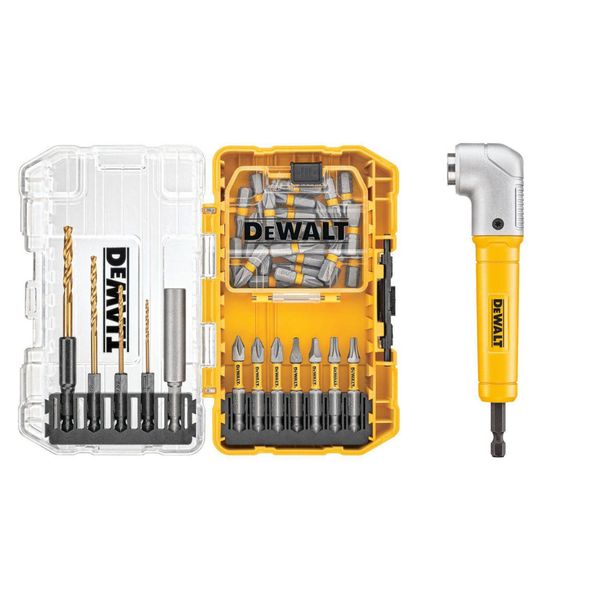 Driving Bit And Black Oxide Drill Bit Set With Right Angle Adapter And ToughCase