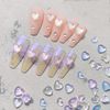 Wabeko Nail Parts Heart Shaped About 100 Pieces Plump Clear Aurora 3D DIY Multicolor Nail Stone Glitter Nail Set 5mm 6mm with Case