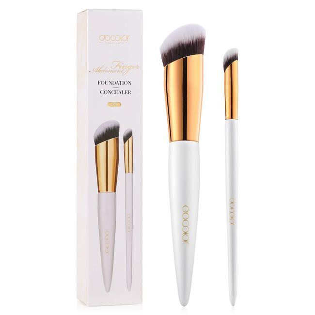 Docolor Foundation Pinsel und Concealer Pinsel 2 Stück Hochwertige Synthetik Kabuki Make Up Pinsel für Cremige, Pudrige oder Flüssige Foundation Concealer