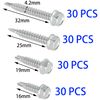 120 PCS Stainless Steel Outer Hex Self Tapping Self Drilling Screws for Metal