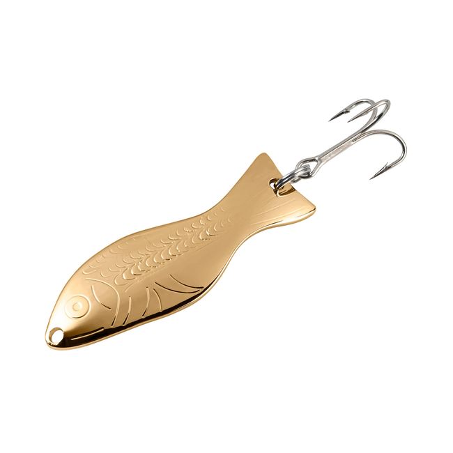 AL's Goldfish Lure Company, G300 Goldfish Freshwater Fishing Spoon Lure with Treble Hook for Trout, Salmon, Bass, Walleye, Northern Pike and Muskie. 1/2 oz. 2-3/4", 2 Hook, Gold