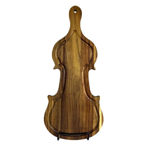 Acacia 16" Violin Shaped Plain Serving Tray Charcuterie Cutting Board Home Deco