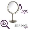 Model's Choice Two-Sided Tabletop Makeup Mirror - Makeup Mirror with 5X Magnification & Swivel Design - Portable 5.5-Inch Diameter Mirror in Nickel Finish - Model MC105N