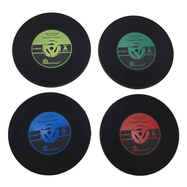 Set of 8 Coasters, Records, Disc Analog Lubber, Record Shape for Cafes, Restaurants, Clubs, Stylish, Drink Coasters, Miscellaneous Goods, Delivery, 3-5 Working Days