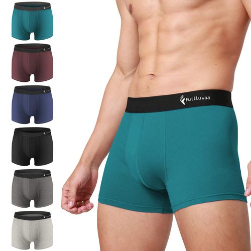 Men's Boxer Shorts, No-Fly, Cotton, Absorbent and Quick-Drying, Boxer Briefs, Low Rise, Set of 6 Pairs., 6-color, L