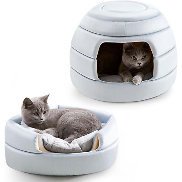 Made4Pets Cat Bed and House, 2-In-1 Foldable Cat Houses for Indoor Cats, Soft Ve