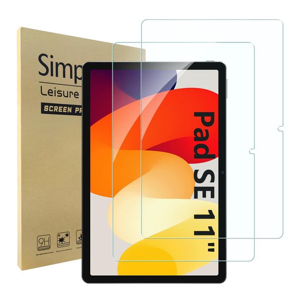 Simpeak [2 Pack] Xiaomi Redmi Pad SE 2023 Compatible Tempered Glass Film 11 Inch Screen Protector Film High Transmittance Anti-Fingerprint Shatterproof Bubble Free