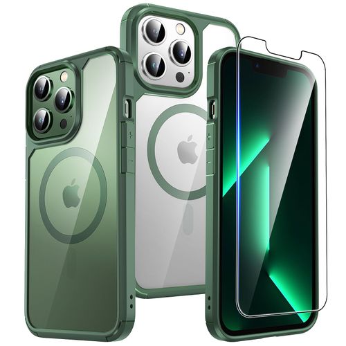 TAURI 5 in 1 Magnetic for iPhone 13 Pro Case, with 2X Screen Protector + 2X Camera Lens Protector, 10 FT Drop Protection, Compatible with Magsafe Case for iPhone 13 Pro Phone Case 6.1 inch - Green