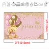 Mocsicka Princess Baby Shower Backdrop 7x5ft Pink Royal Bear Theme