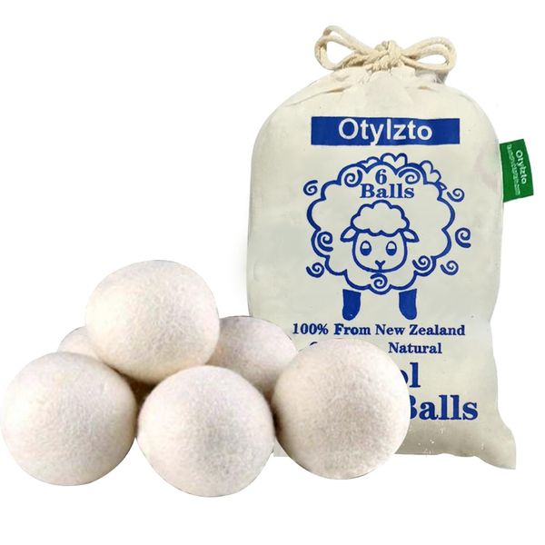 Otylzto Wool Dryer Balls 6-Pack, Drying Balls for Laundry,Reusable As Natural Fabric Softener, Reduce Clothing Wrinkles, Drying Clothes Faster Eco-Friendly