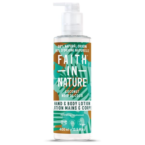 Faith In Nature Natürliche Kokosnuss-Hand- und Körperlotion, Feuchtigkeitsspendend,Vegan und Frei von Tierversuchen, Ohne SLS Oder Parabene, 400ml