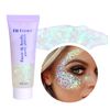 Body Glitter Gel, 50ML Face Glitters Body Gel Sequins Shimmer Liquid Eyeshadow, Mermaid Sequins Liquid Holographic Glitter Gel, Chunky Glitter for Face Hair Nails (White)