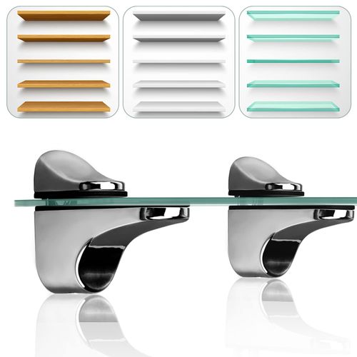 WJUAN 2 Pcs Adjustable Glass Shelf Bracket, for Wooden/Glass Shelf of 5-22mm Thickness (Duckbill)