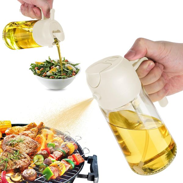 Oil Dispenser Bottle for Kitchen 2 in 1 470Ml Bottle  White Best