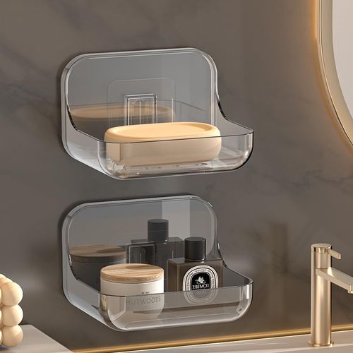 1 Pc Transparent Detachable Soap Holder for Shower Wall with Drainage Hole, RV Toilet and Kitchen Soap Dish,Adhesive Soap Dish for Shower,Ideal RV Accessory Holders and Dispensers