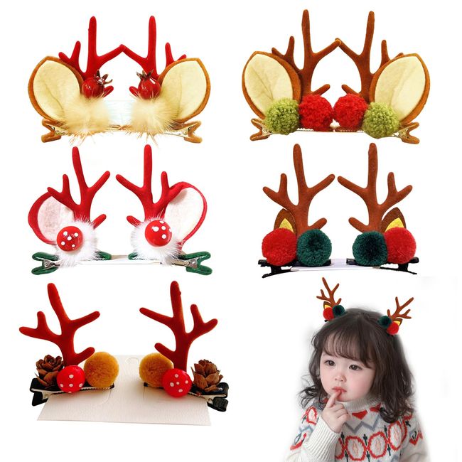 10Pcs Weihnachten Hirschgeweih Haarspangen, Haarspangen für Weihnachten, Weihnachts Haarschmuck Damen, Weihnachten Geweih Haarnadel, Weihnachten Mädchen Haarschmuck, Mädchen, Weihnachten Party