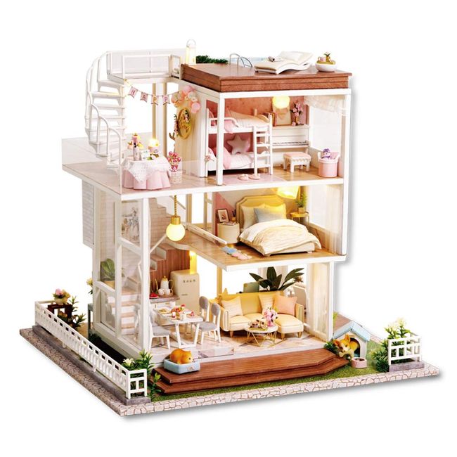  Spilay Dollhouse Miniature with Furniture,DIY Kit Mini