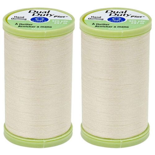 2-Pack Bundle Coats & Clark Dual Duty Plus Hand Quilting Thread 325yds Cream s960-8020