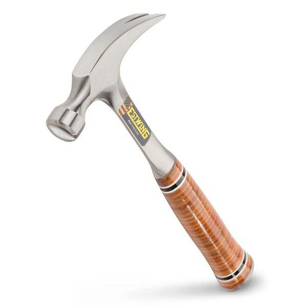 ESTWING Hammer - 12 oz Straight Rip Claw with Smooth Face & Genuine Leather Grip - E12S